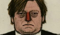 a sullen hedge fund manager with a red nose