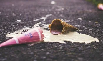 a spilled ice cream cone