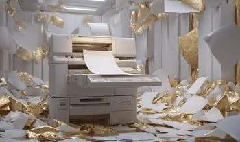 A printer with golden paper 