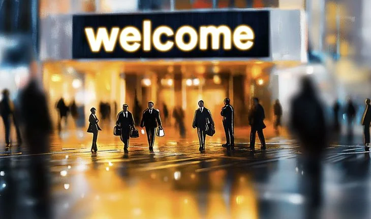 a sign that says welcome