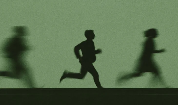 Silhouette of bankers running 