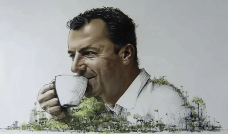 Mike Platt drinking coffee 