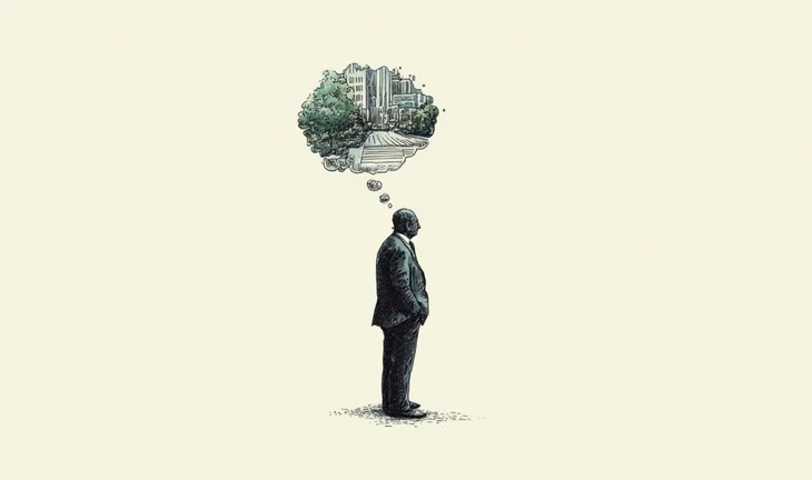 a man dreaming of a financial services district
