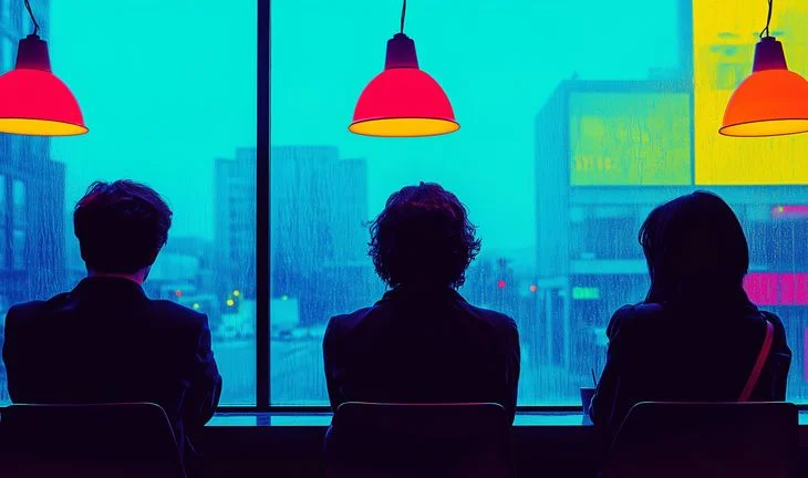 A group of sad fintech employees