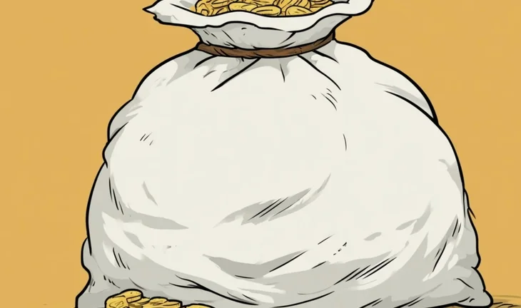 A big sack of golden coins 
